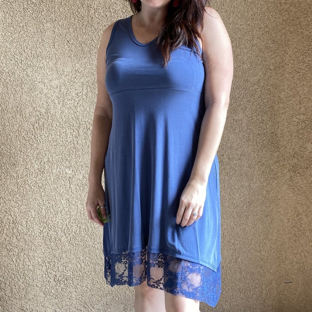 Silky Lace Trim Dress - Made in the USA